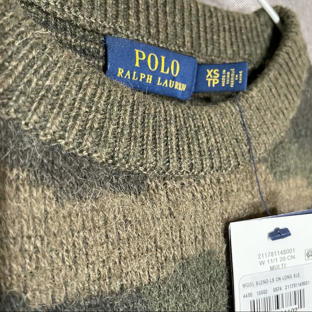Polo Ralph Lauren Camouflage Print Crew Neck Wool Sweater XS - Picture 13 of 15